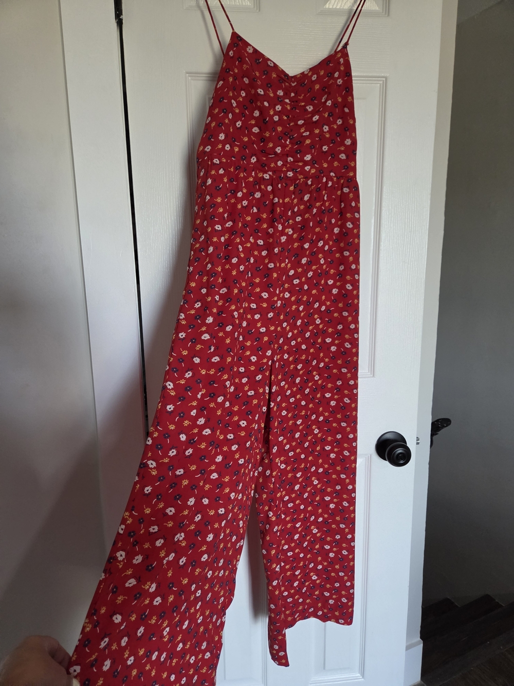 Madewell Red Floral Wide-Leg Jumpsuit